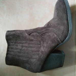 Grey Sueded Cowboy Booties